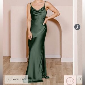 Deep olive bridesmaids dress